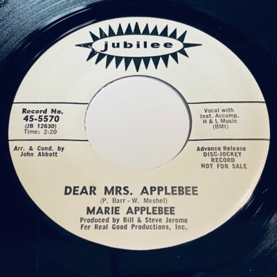 Marie Applebee - Dear Mrs. Applebee / Come And Be My True Love 45 - Jubilee