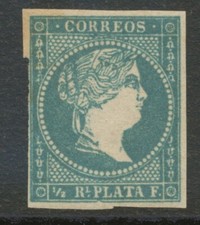 SPANISCH-WESTINDIEN 1857 Königin Isabella II ½ R. blau postfrisch MEHRFACH-ABART