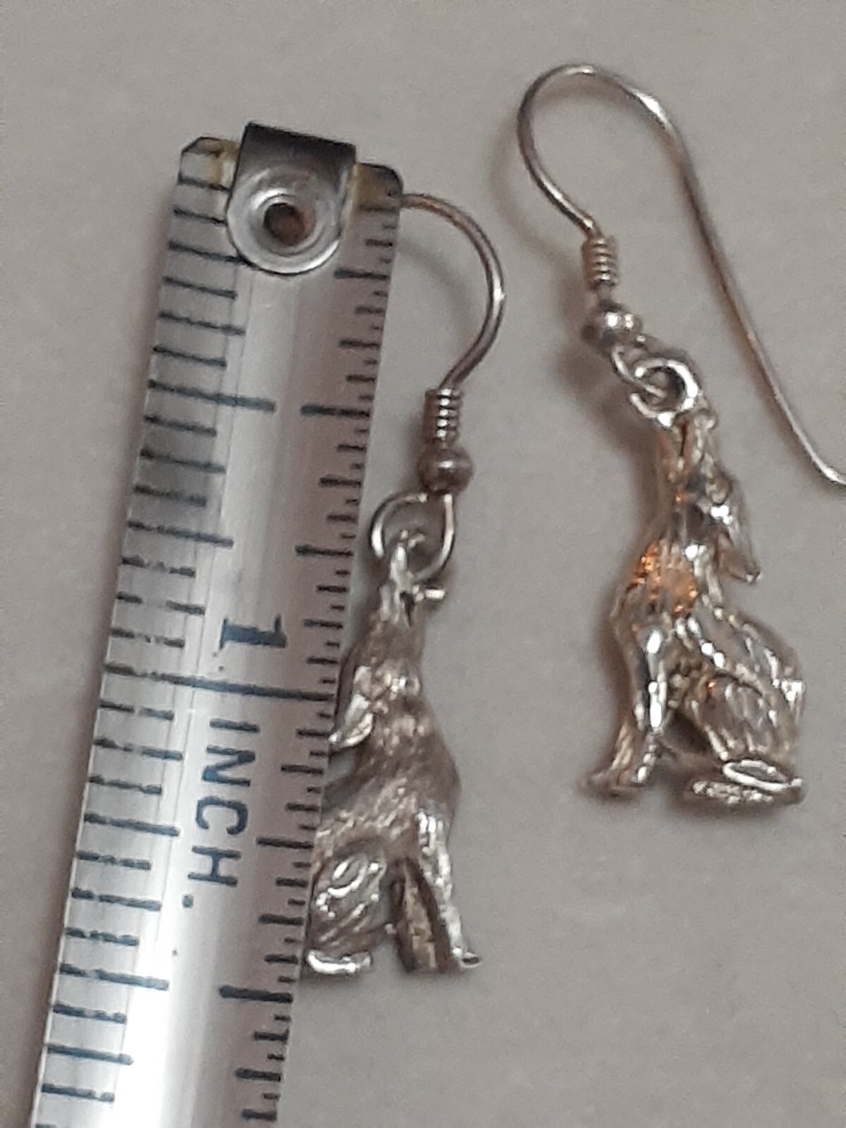 925 Howling Wolf 3D solid sterling silver dangle … - image 8