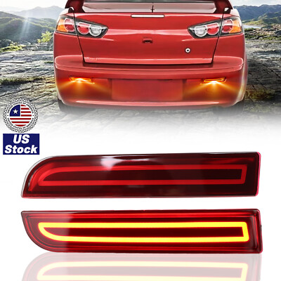 LED Rear Reflector Tail Light Brake Lamp Turn Signal For Mitsubishi Lancer Evo