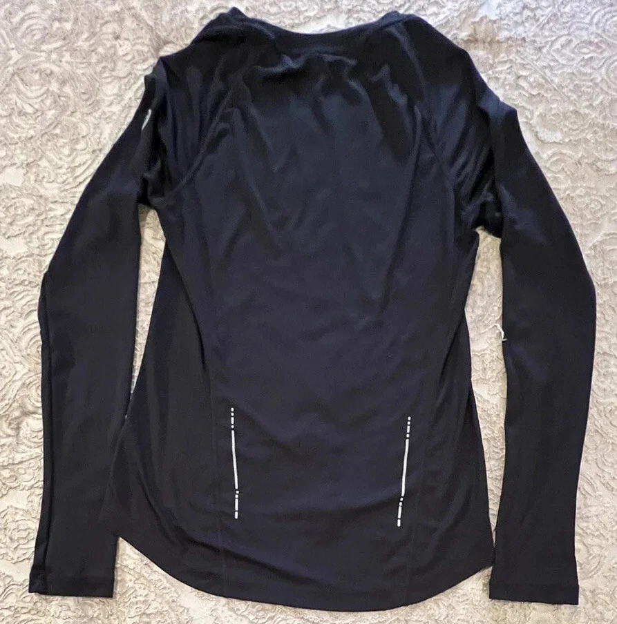 Camisa de corrida asics pequena preta absorção fina manga comprida reflexiva corte pescoço bainha - Imagem 4 de 4