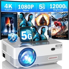 DBPOWER 12000L FHD 1080P Projector 4K Support, 5G WiFi Bluetooth Projector