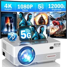 DBPOWER 12000L FHD 1080P Projector 4K Support, 5G WiFi Bluetooth Projector