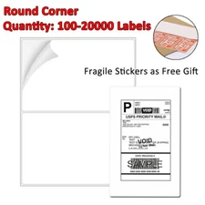 100-20000 Premium 8.5x5.5 Round Corner Shipping Labels Half Sheet Self Adhesive