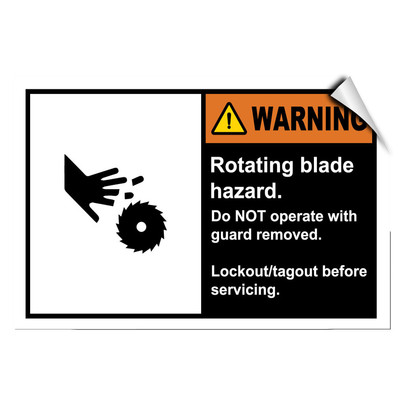 Rotating Blade Hazard Operate Machines With Guard Only LABEL DECAL ...