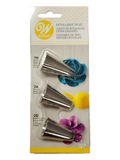 Wilton 3 Piece Stainless Steel Extra Large Tip Set for Cake Decorating