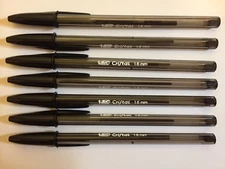 Lot of 7 BLACK Bic Cristal Ballpoint Pens 1.6mm, Xtra-Bold