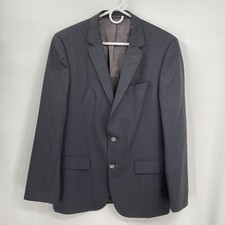 Hugo Boss 40R Blazer Mens Charcoal Grey Micro Check Virgin Wool Sport Coat