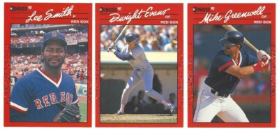 9 1990 DONRUSS BASEBALL BOSTON RED SOX CARDS - L SMITH / EVANS / GREENWELL+++
