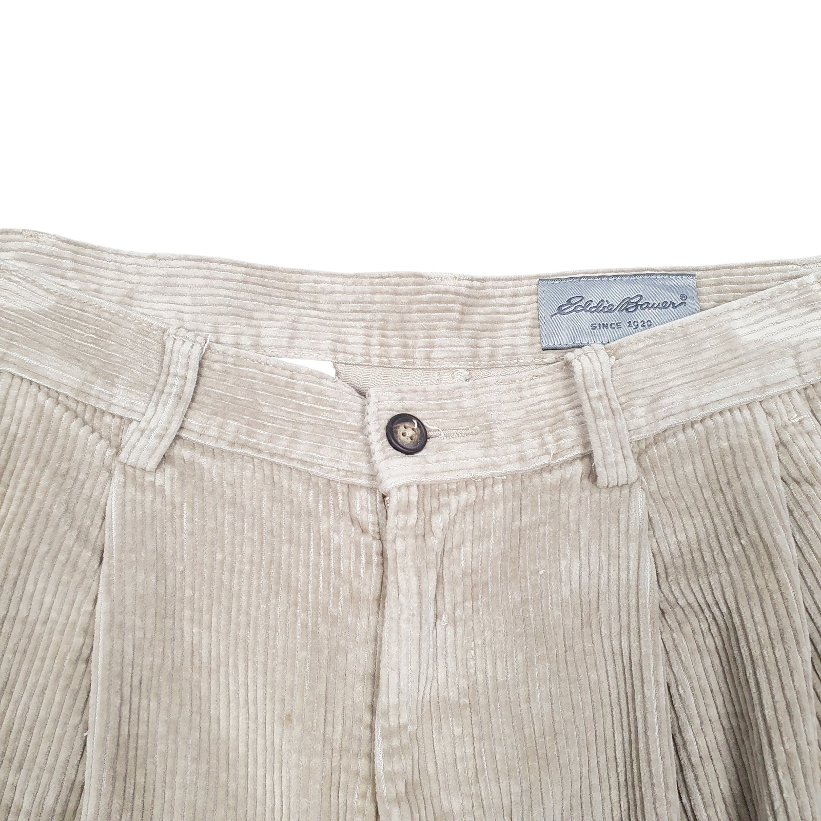 EDDIE BAUER Double Pleated Corduroy Trousers Cord Jeans Cotton Beige W30 L32 image 2