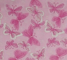 FLANNEL Butterflies Pink All Cotton Flannel Fabric REMAINING SCANT 1 1/3 YARDS