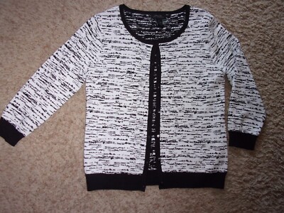 GRACE KNIT DRESSING BLACK & WHITE Button Front Rayon/Nylon SWEATER SIZE M | eBay GRACE KNIT DRESSING BLACK & WHITE Button Front Rayon/Nylon SWEATER SIZE M | eBay