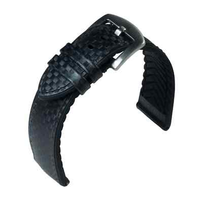 Uhrenarmband Carbon Leder, Silikon Schwarz von Eulit/EUTec - 20, 22 mm
