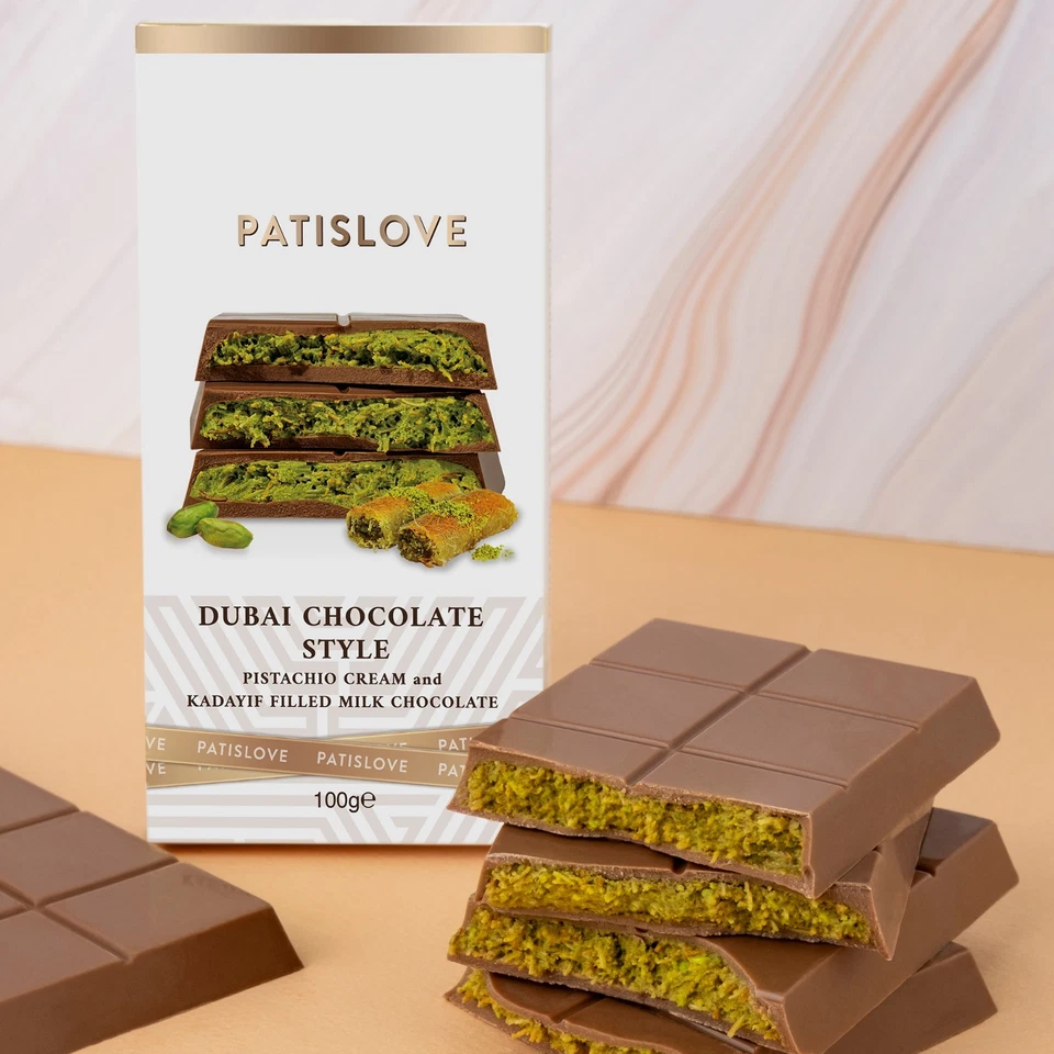 PatisLove Dubai Chocolate Bar 100g – Premium Gourmet Chocolate, Luxury Treat - Image 3 of 4
