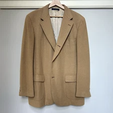 Vintage Brooks Brothers 100% Camel Hair Sport Coat 42L 3/2 Roll Blazer Jacket