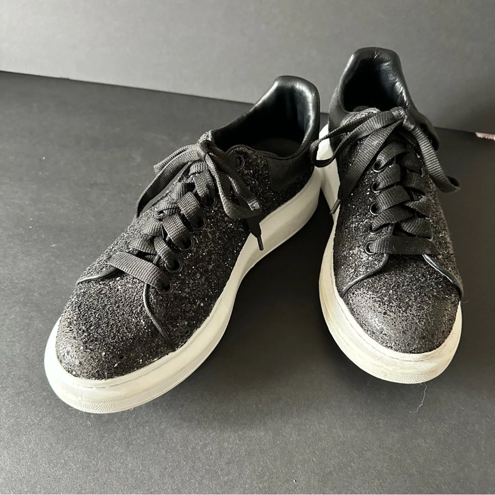 Alexander McQueen — Alexander McQueen Black Glitter Oversized Sneaker Women's Size 41 EUC