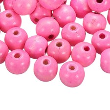 100Pcs Large Hole Wooden Beads 18x20mm Natural Round Wood Bead Pink
