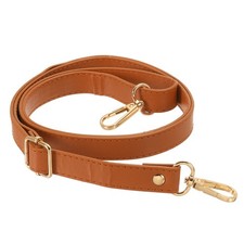 51 Inch Adjustable Leather Purse Strap with Gold Hardware, Brown