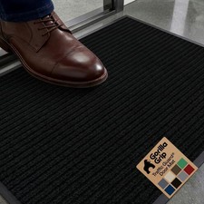 GORILLA GRIP Heavy Duty Waterproof Indoor Outdoor Door Mat 29 x17 , Black