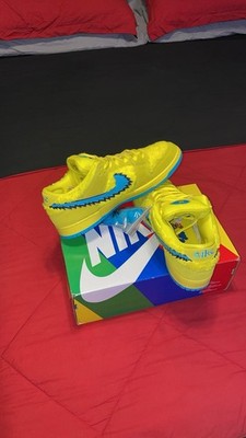 Nike SB Dunk Low Grateful Dead Bear Yellow Blue Skateboarding Sneakers