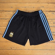 Argentina National Soccer Team Black Shorts Blue Stripes Size M Medium
