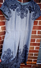 Talbots Wool Dress Gray Short Sleeve Zip Up Scroll size 10 lined paisley