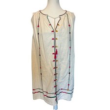 Madewell | Linen Blend Embroidered Shift Dress | Large