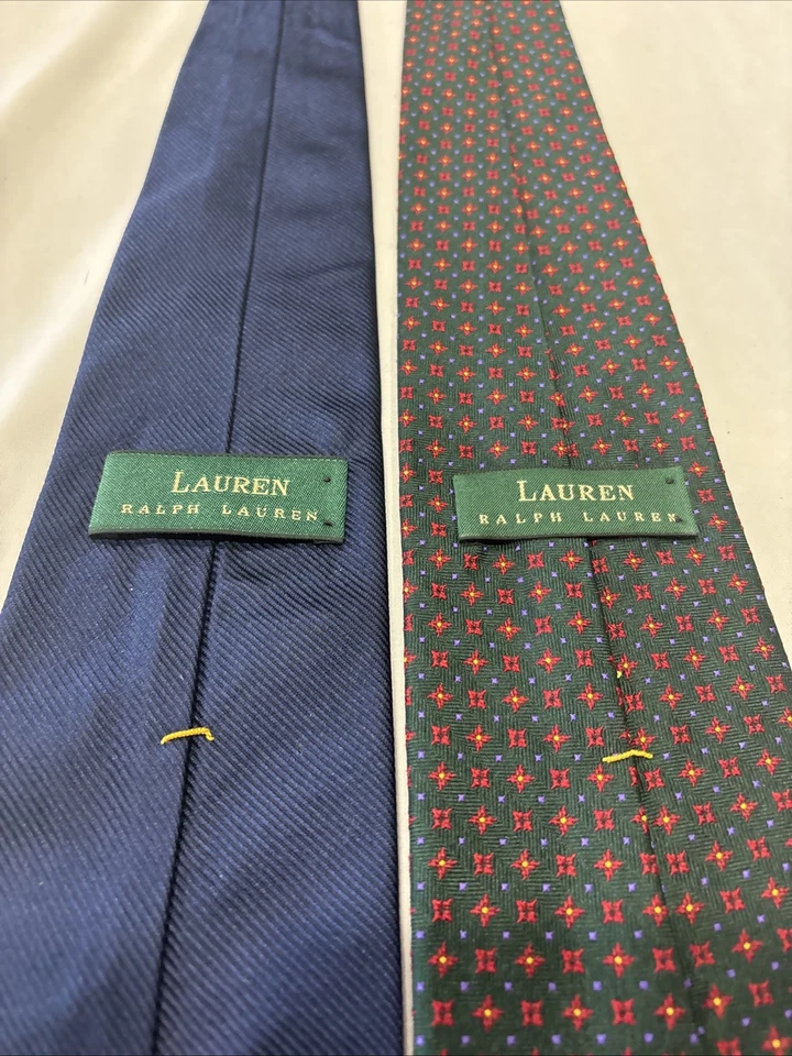 Lote de 2 corbatas de seda Ralph Lauren de colección años 90 hechas en EE. UU. Foto 2 de 4