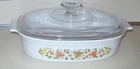 Vtg  Corning Ware Indian Summer DC 1 1/2 B  Oval Casserole w Pyrex Glass Lid