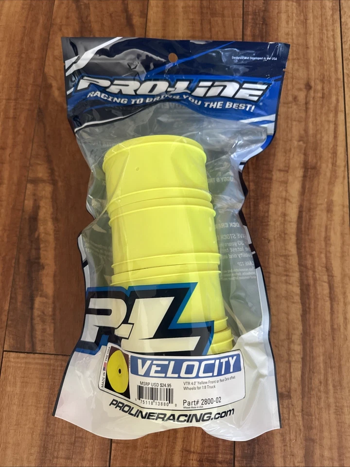 Proline Velocity VTR 4.0 Yellow Front Or Rear Zero Offset Wheels For 1:8 Truck - Image 2 of 3