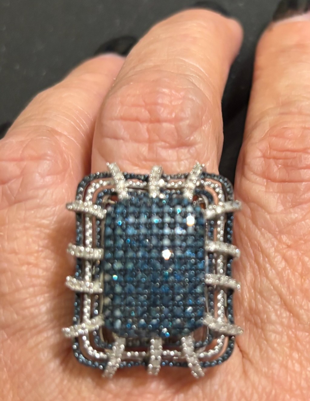 Statement Sterling Silver And Pave Set White and … - image 6