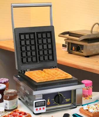 Equipex GES10/1 Single Brussels Waffle Baker w/ Cast Iron Grids, 1750W