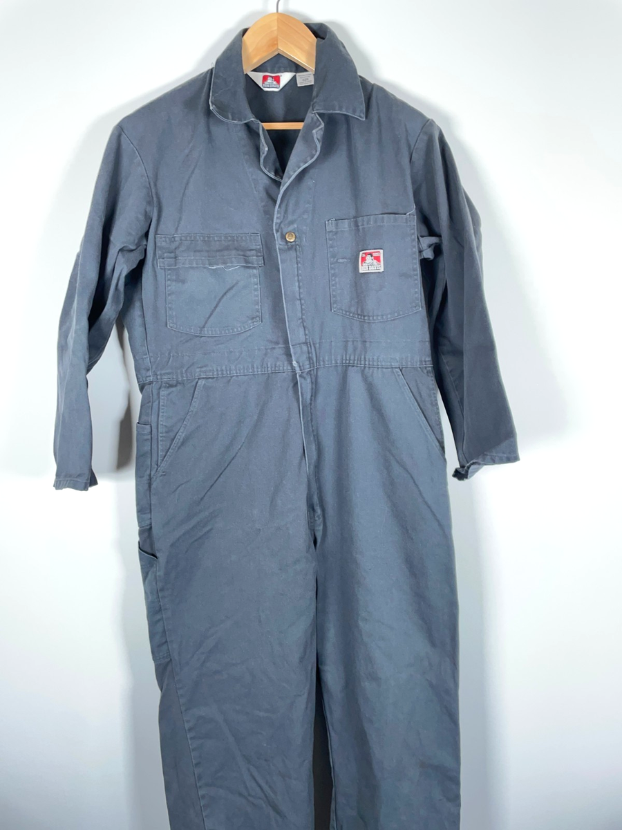 Ben Davis Coveralls Men's 42R Gray Blue Jumpsuit Mechanic Utility