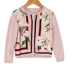 Dolce & Gabbana Girls floral pink silk print cardigan 4y
