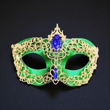 Green masquerade mask, cosplay mask, Halloween mask, Venetian mask, Prom mask
