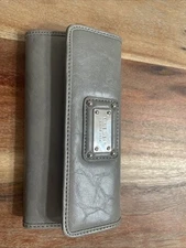 NINE WEST Women's Trifold Checkbook Cover Credit Card Organizer Wallet Grey Gree