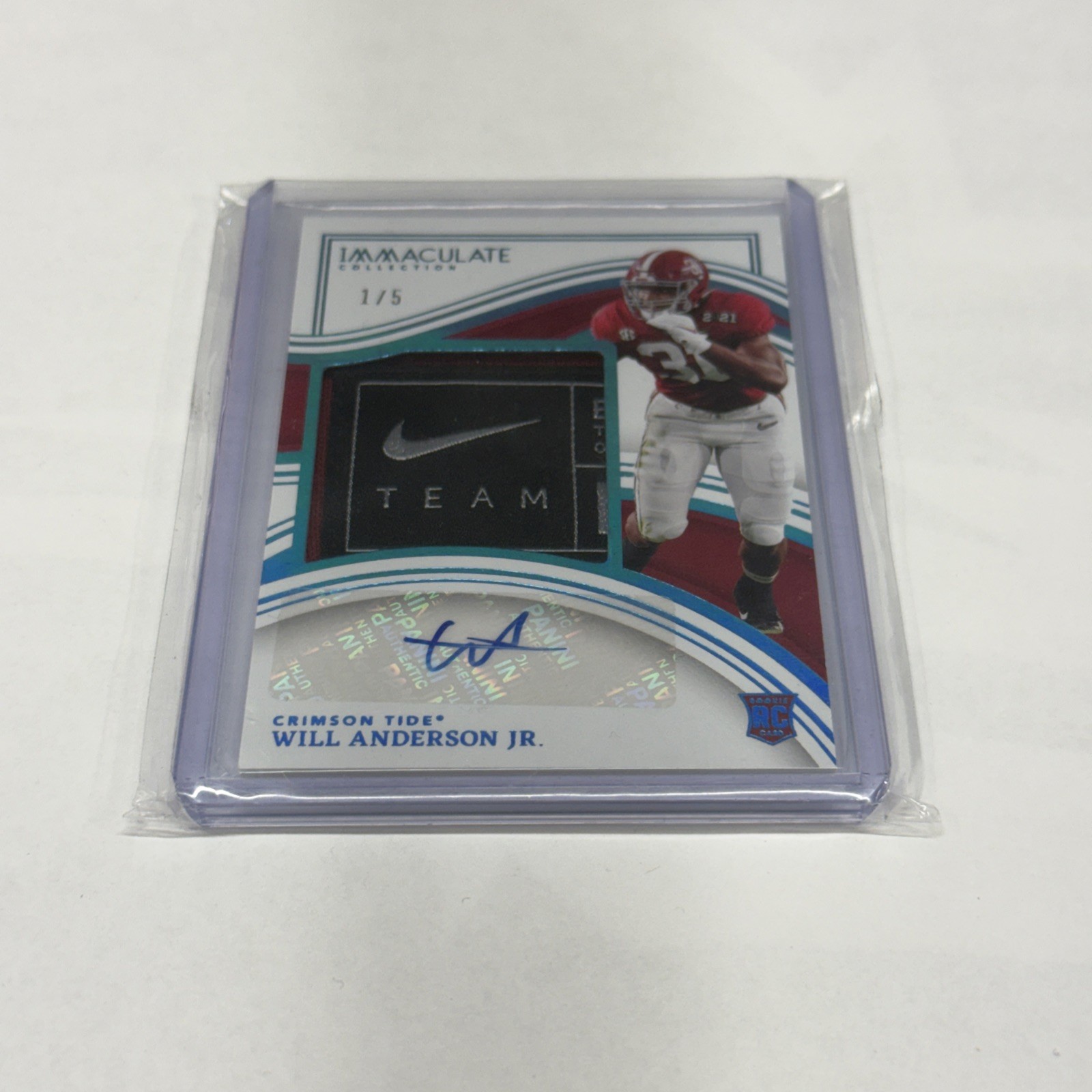 Will Anderson Panini Immaculate Collection Collegiate Rookie Patch Autographs #47 Brand Logo Laundry Tag