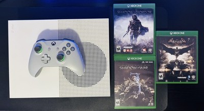 Microsoft Xbox One S White Console 1TB w/ cables/controller & 3 games 