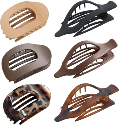 Hair Claw Clips for Women, 6 PCS Flat Hair Clips for Thick Thin Hair, Large Matt - Image 1 of 4