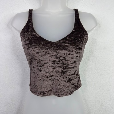 Lululemon Align Tank Top Women 6 Brown Crushed Velvet Cropped Active Sports Bra