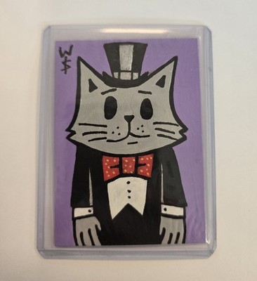 Will $treet aceo Money Cat Painting / Art Card Ooak banksy topps gpk madsaki pop