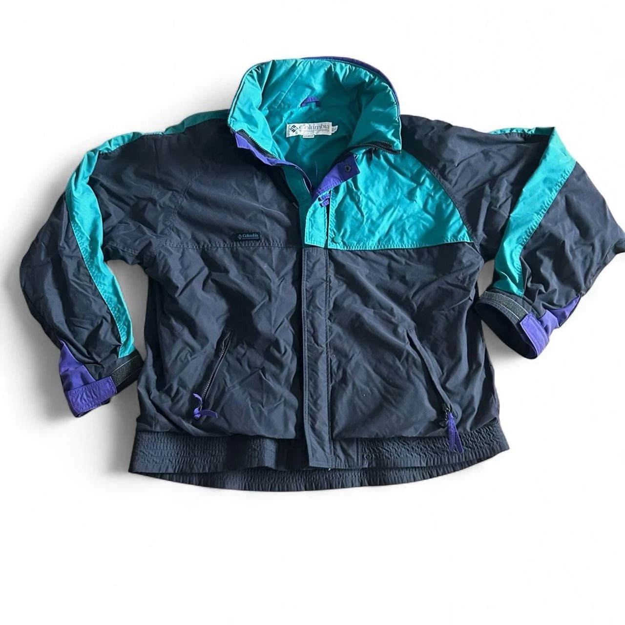 Vintage Columbia Bugaboo Jacket Mens XL Black Purple Teal Ski Winter 90s winter