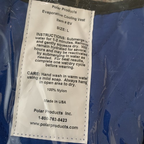 Polar Products Hyperkewl Men's Sz Large Evaporative Cooling Vest Blue - Picture 3 of 4