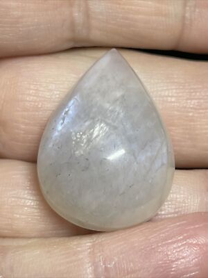 Moonstone Blue White Flash Crystal Tear Drop Pendant Cab 1.07in x .78in x .44 5g
