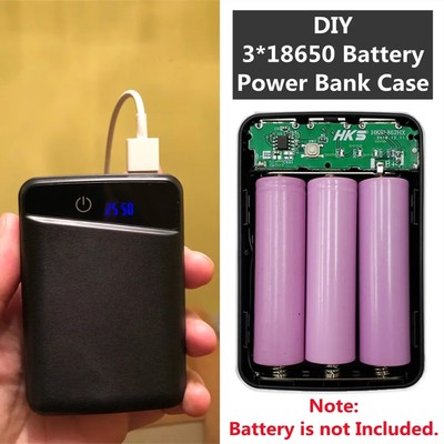 DIY For 3 x 18650 Li-ion USB Battery Storage Box Fast Charging Power Bank Case