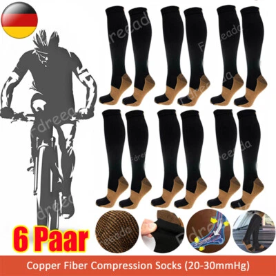 DAZONE 6Paar Kompressionsstrümpfe Kompressionssocken Thrombosestrümpfe Damen Herren DE