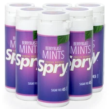 Spry Xylitol Natural Berry Blast Mints Sugar Free Candy - 45 Count (Pack of 6)