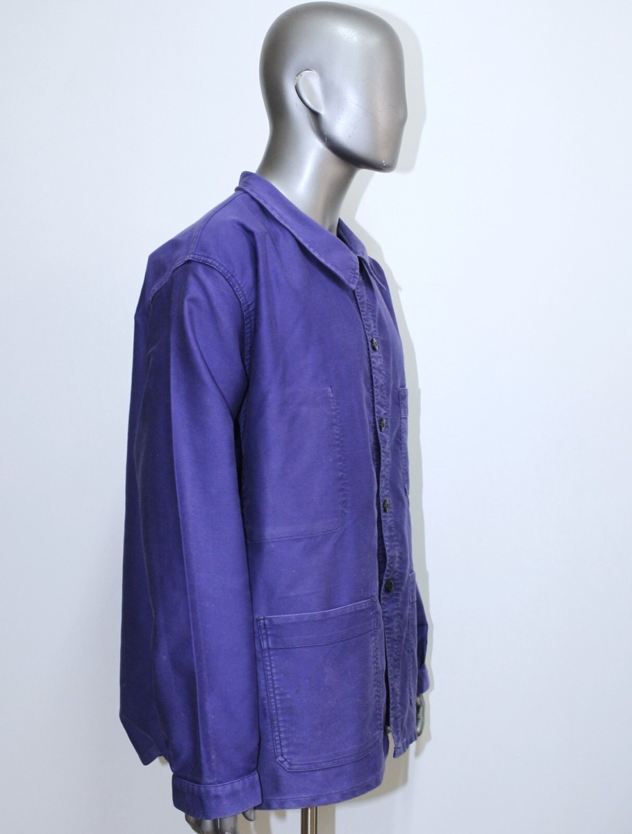 French Vintage Blue Moleskin Work Jacket ADOLPHE LAFONT Size