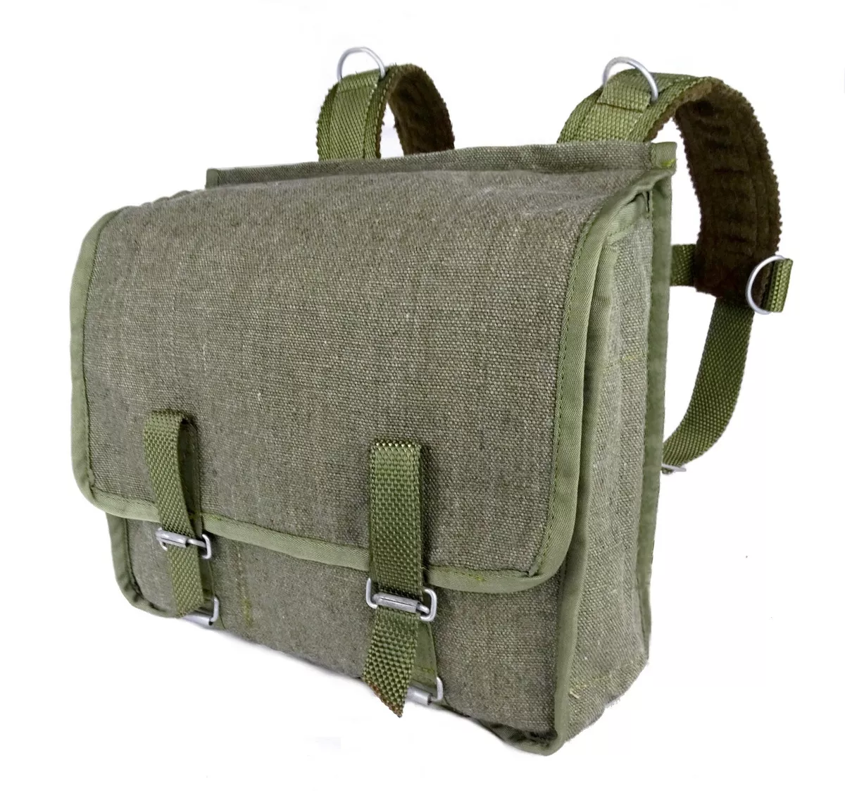 VINTAGE 1980s CANVAS DAY PACK ARMY SURPLUS BACKPACK SMALL RUCKSACK IN GREEN