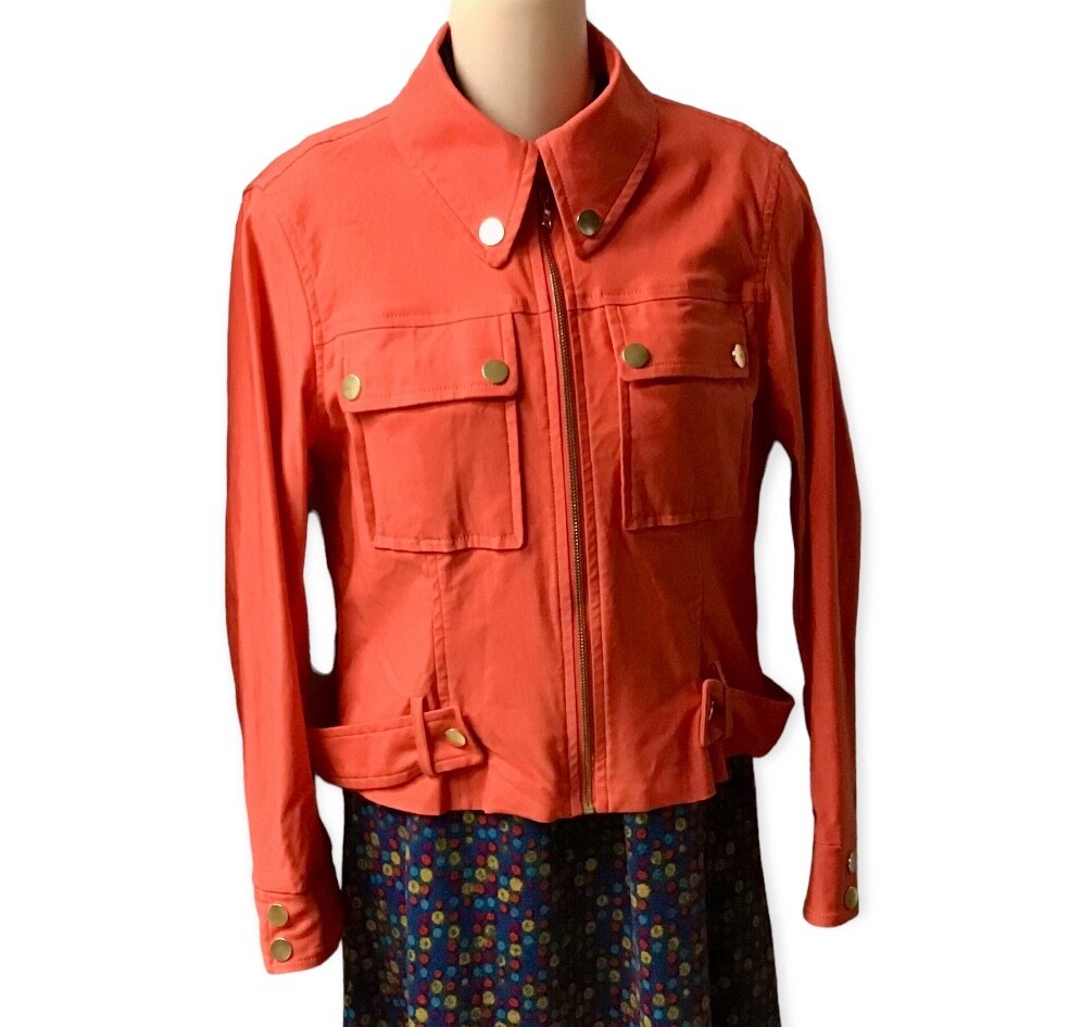 Ruby Rd Orange Rayon Stretch Collared Zip Front M… - image 2